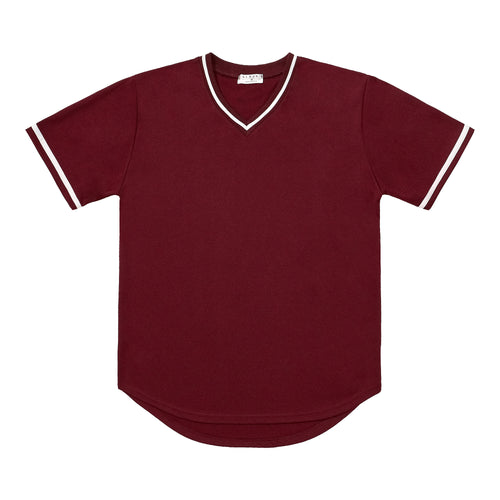 V-Neck Jersey - Burgundy / White