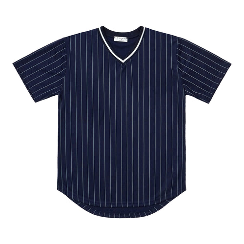 V-Neck Jersey - Navy / White Stripes