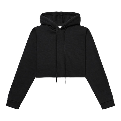 Heavyweight Hoodie Crop Top - Black